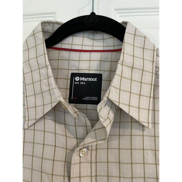 NWT Marmot Eldridge Check Short-Sleeve Recycled Materials Woven Shirt - Moonbeam - Picture 5 of 8